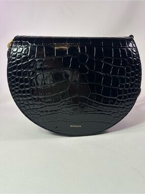 NEW WANDLER KATE LEATHER CROC EMBOSSED CROSSBODY BAG BLACK